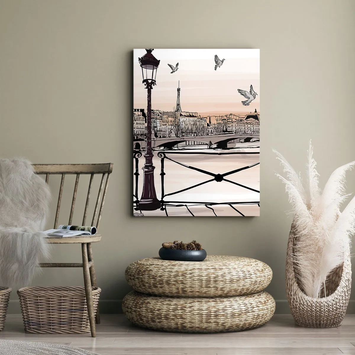 Obraz na plátně - Nad střechami Paříže - 50x70 cm