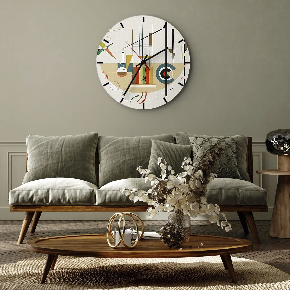 Nástěnné hodiny - Geometrická kompozice v abstraktním stylu - 30x30cm - A svět se směje - Moderní nástěnná dekorace do obývacího pokoje, kuchyně a ložnice ARTTOR