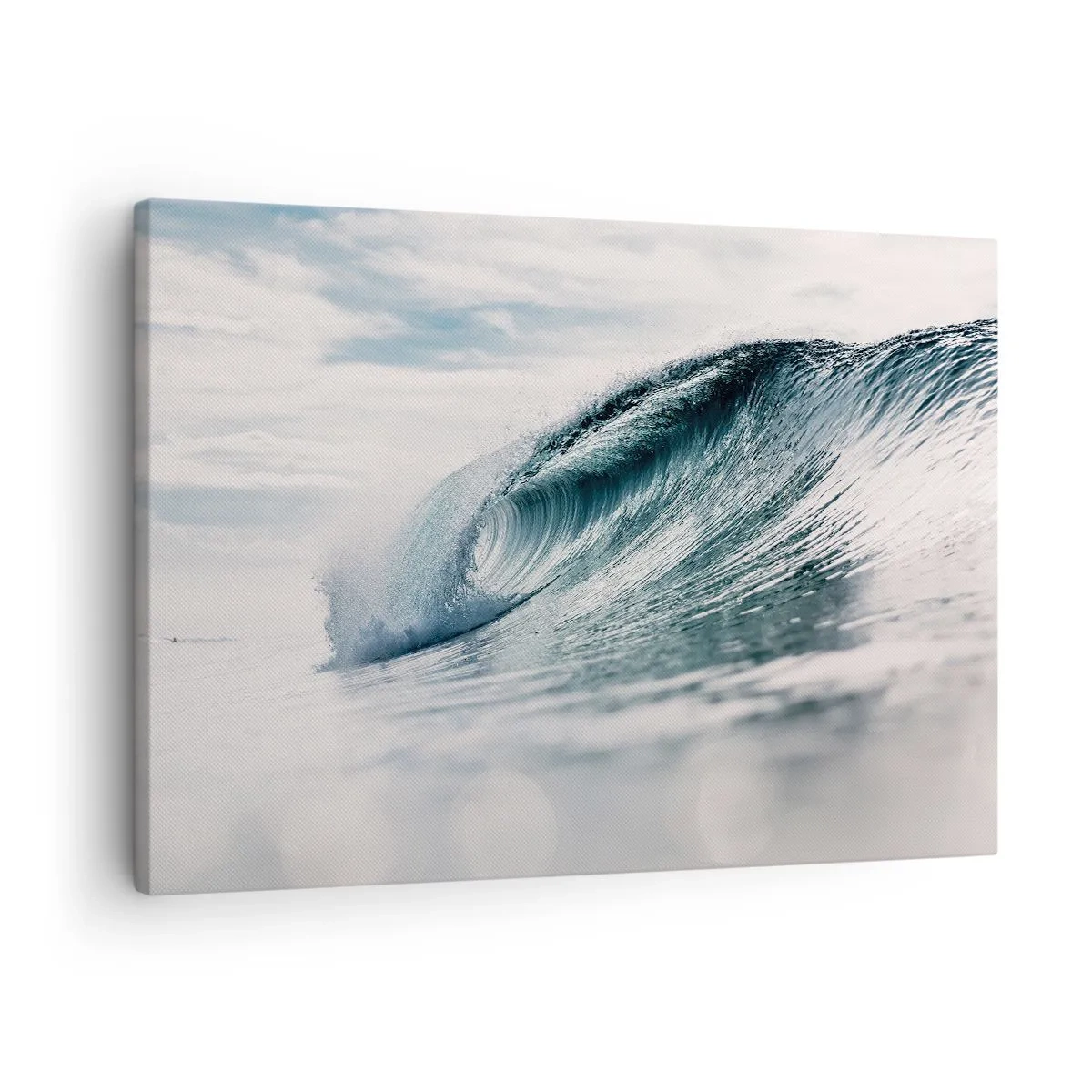 Obraz na plátně - Mořská vlna zachycená v dynamickém okamžiku proti obloze - 70x50cm - Vodní špička - Moderní nástěnná dekorace do obývacího pokoje a ložnice ARTTOR