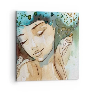 Obraz na plátně - Lady in blue - 70x70 cm