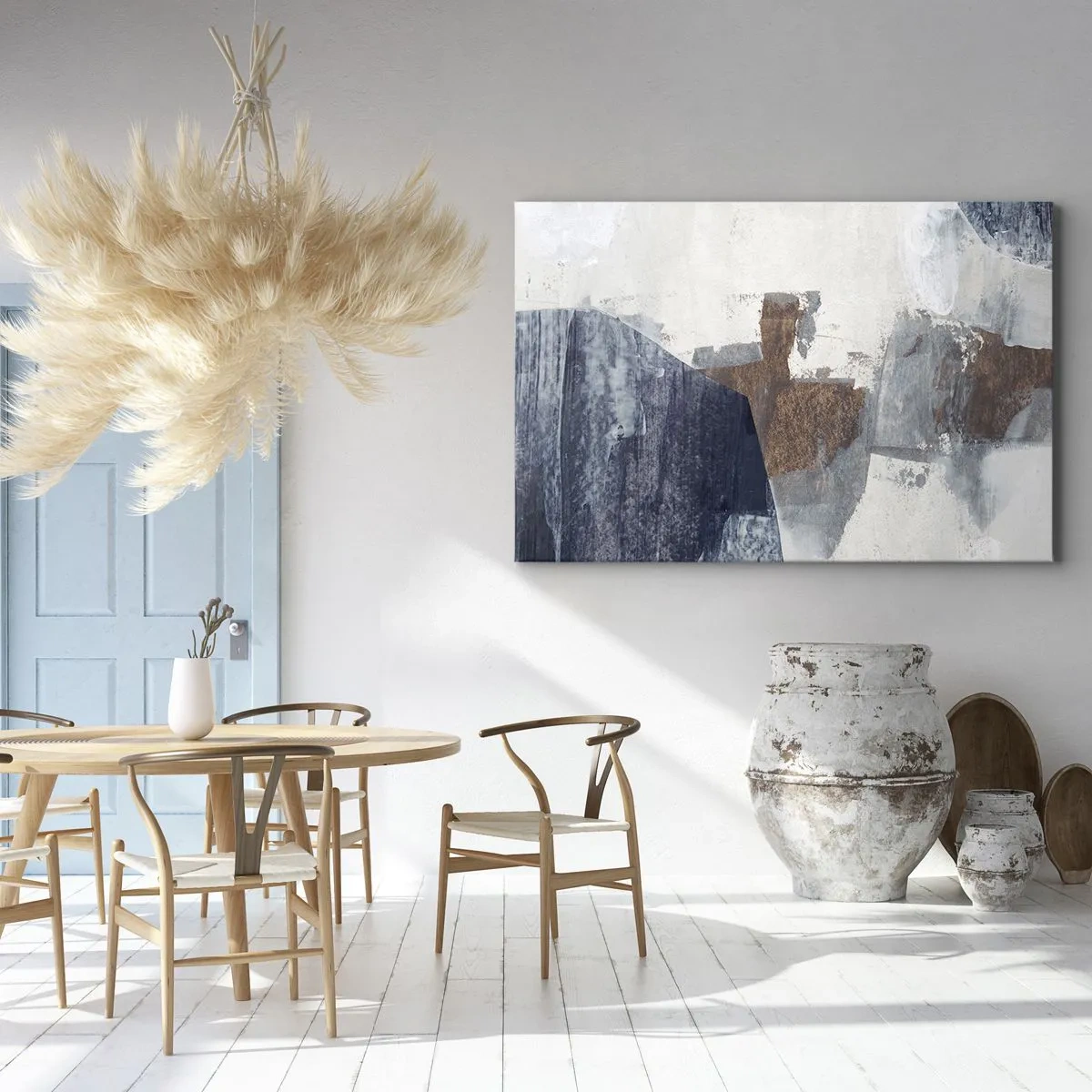 Obraz na plátně - Modro-hnědé tvary - 120x80 cm