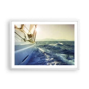 Plakát v bílém rámu - Za dobrodružstvím - 70x50 cm