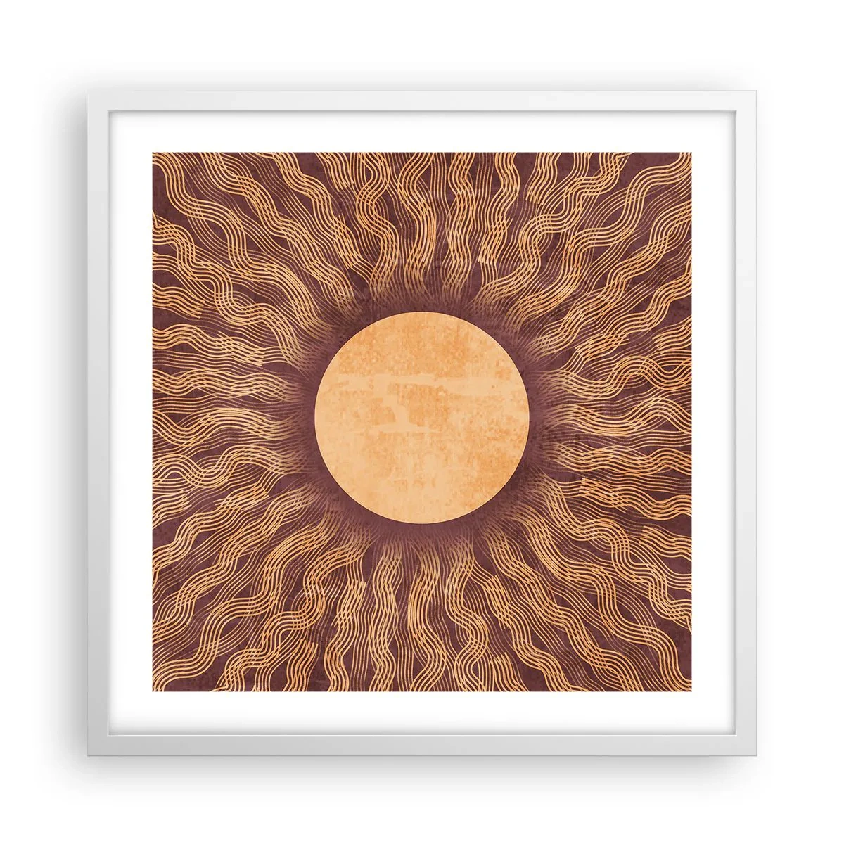 Plakát v bílém rámu - Ikona slunce - 50x50 cm