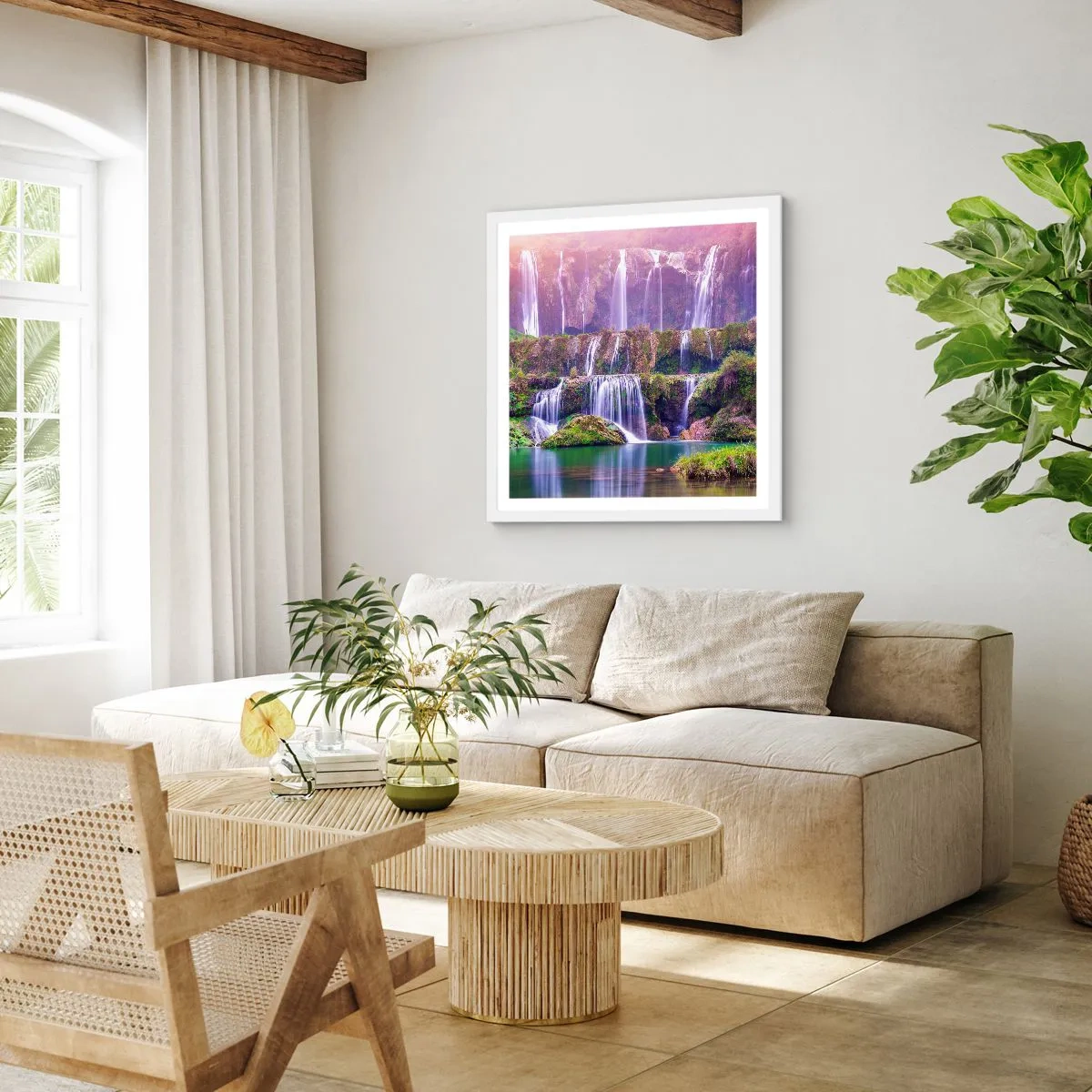 Plakát v bílém rámu - Schody do nebe - 60x60 cm