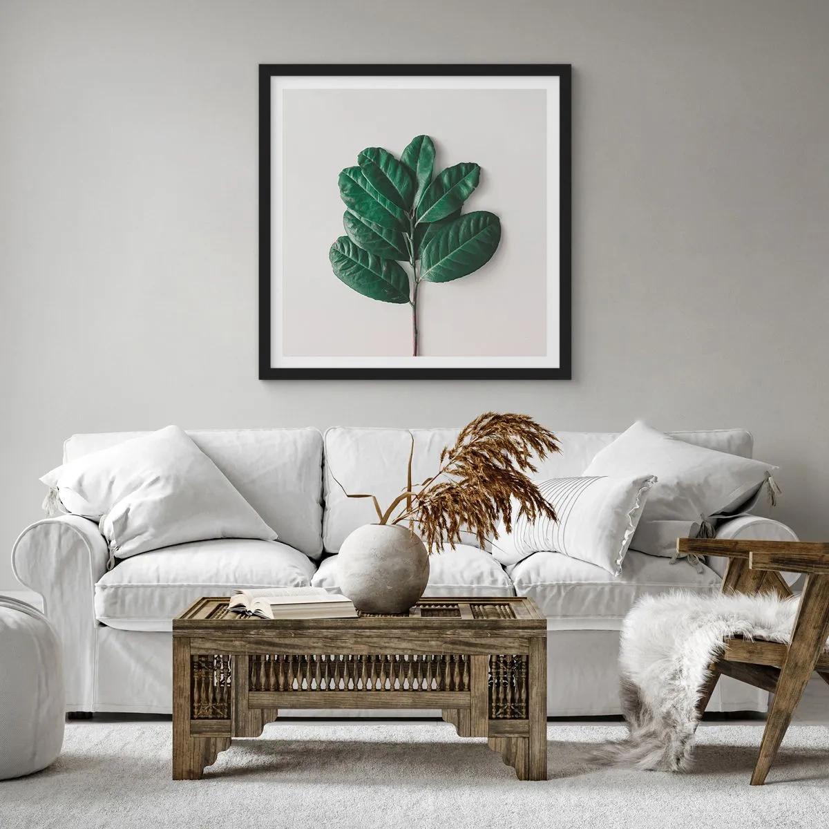 Plakát v černém rámu - Kresba samotné přírody - 60x60 cm