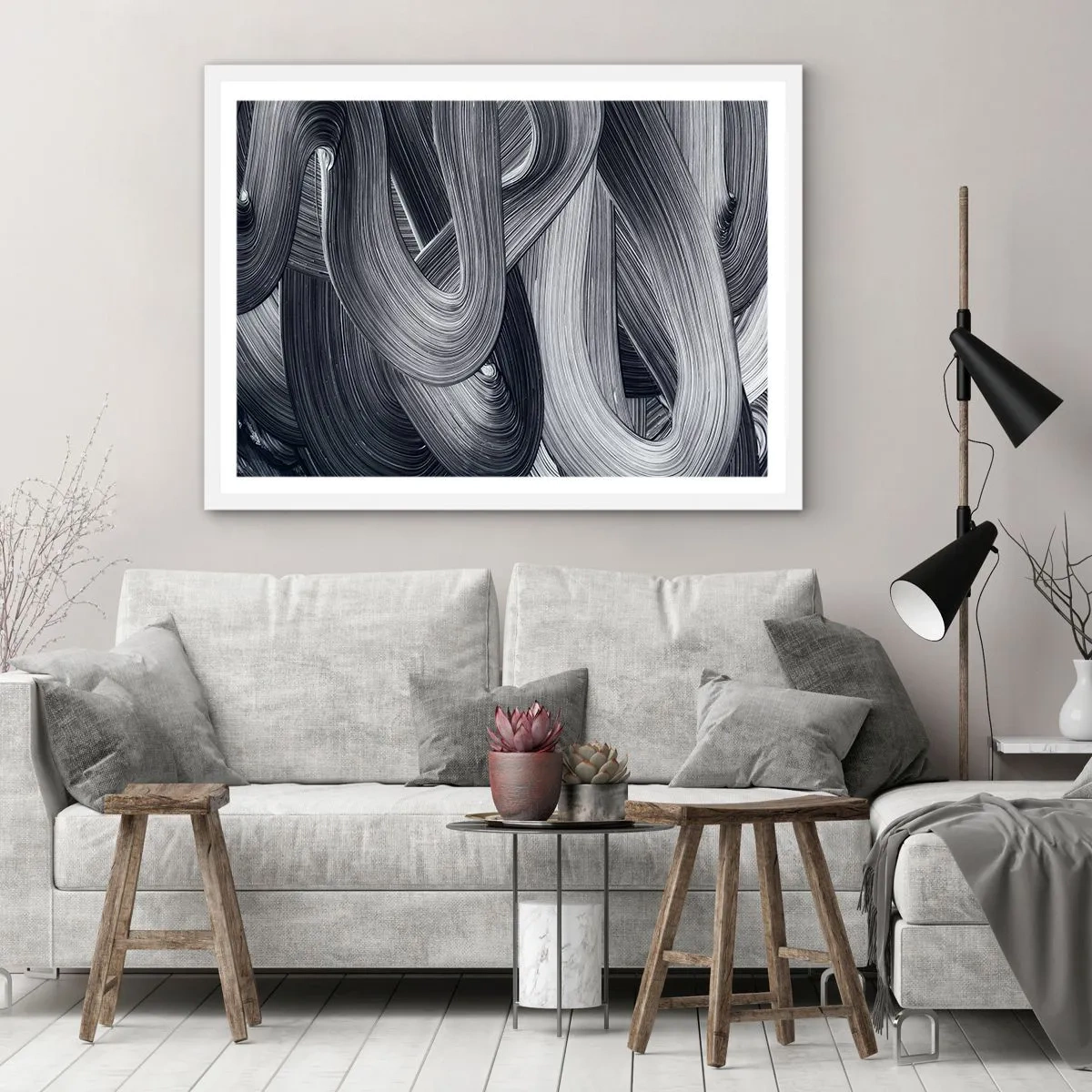 Plakát v bílém rámu - Plynulost reality - 50x40 cm