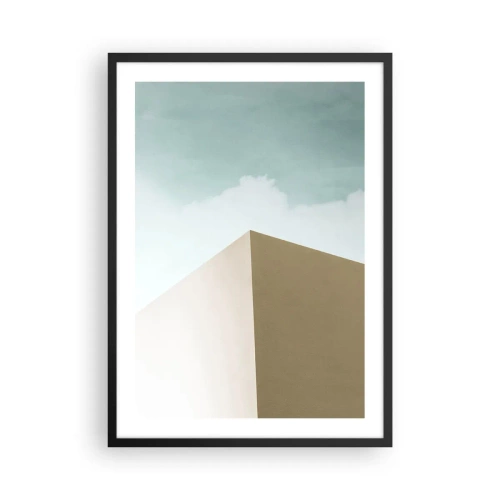 Plakát v černém rámu - Minimalistická budova s jemnou oblohou - 50x70cm - Geometrie slunečného léta - Moderní nástěnná dekorace do obývacího pokoje a ložnice ARTTOR