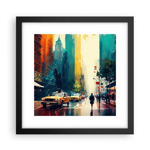 Plakát v černém rámu - New York – tady je i déšť barevný - 30x30 cm