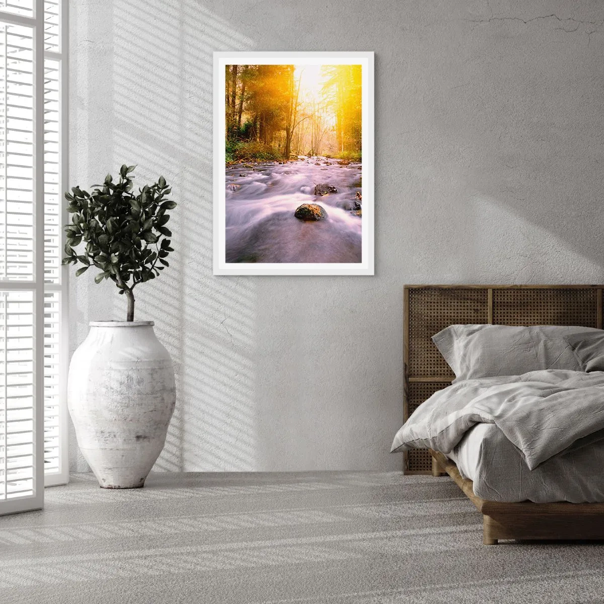 Plakát v bílém rámu - Malachit ve stříbrně-zlaté podobě - 40x50 cm