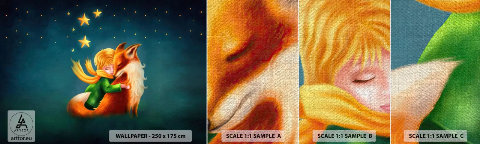 Vzor Fototapety Premium Canvas - Malý princ - Pro děti, Liška, Chlapec - 100x30 cm