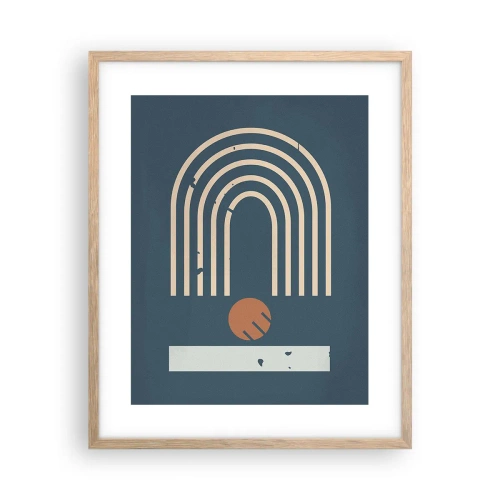 Plakát v rámu světlý dub - Geometrie v námořnické modři - 40x50 cm