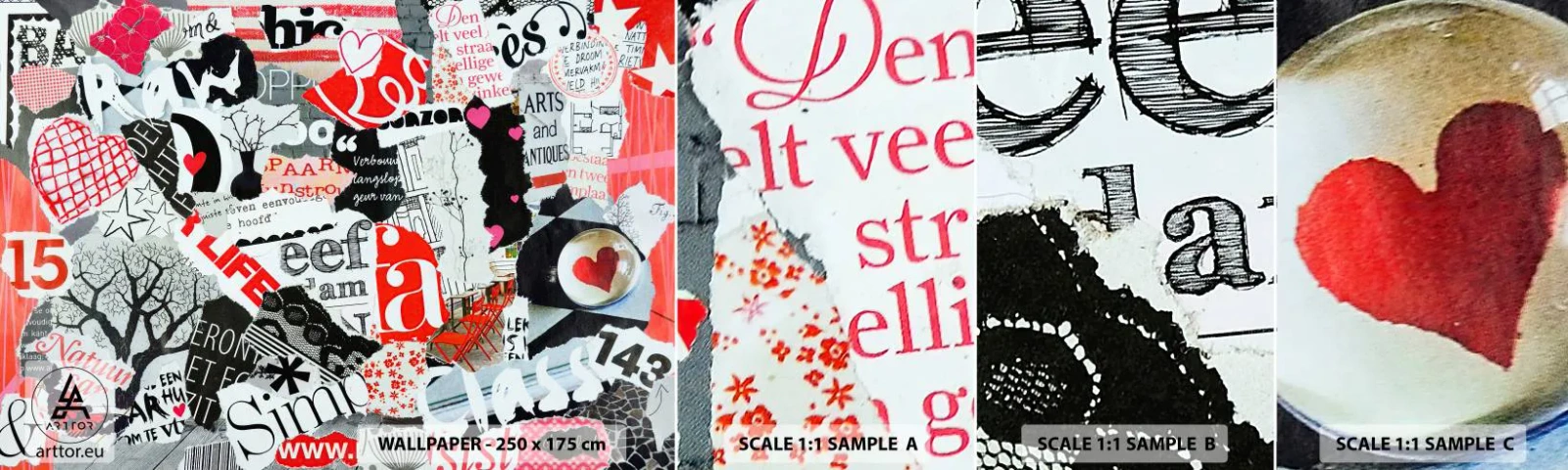 Vzor Fototapety Samolepicí Deluxe Sticker - Hipsterská koláž - Graffiti, Nástěnná malba, Vinobraní - 100x30 cm