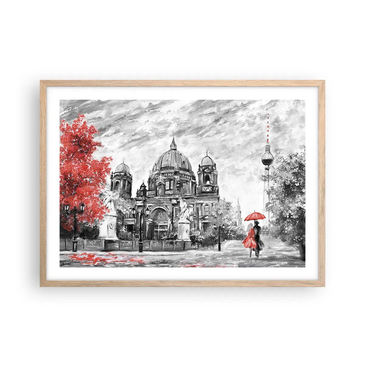Plakát v rámu světlý dub - Berlínské setkání - 70x50 cm