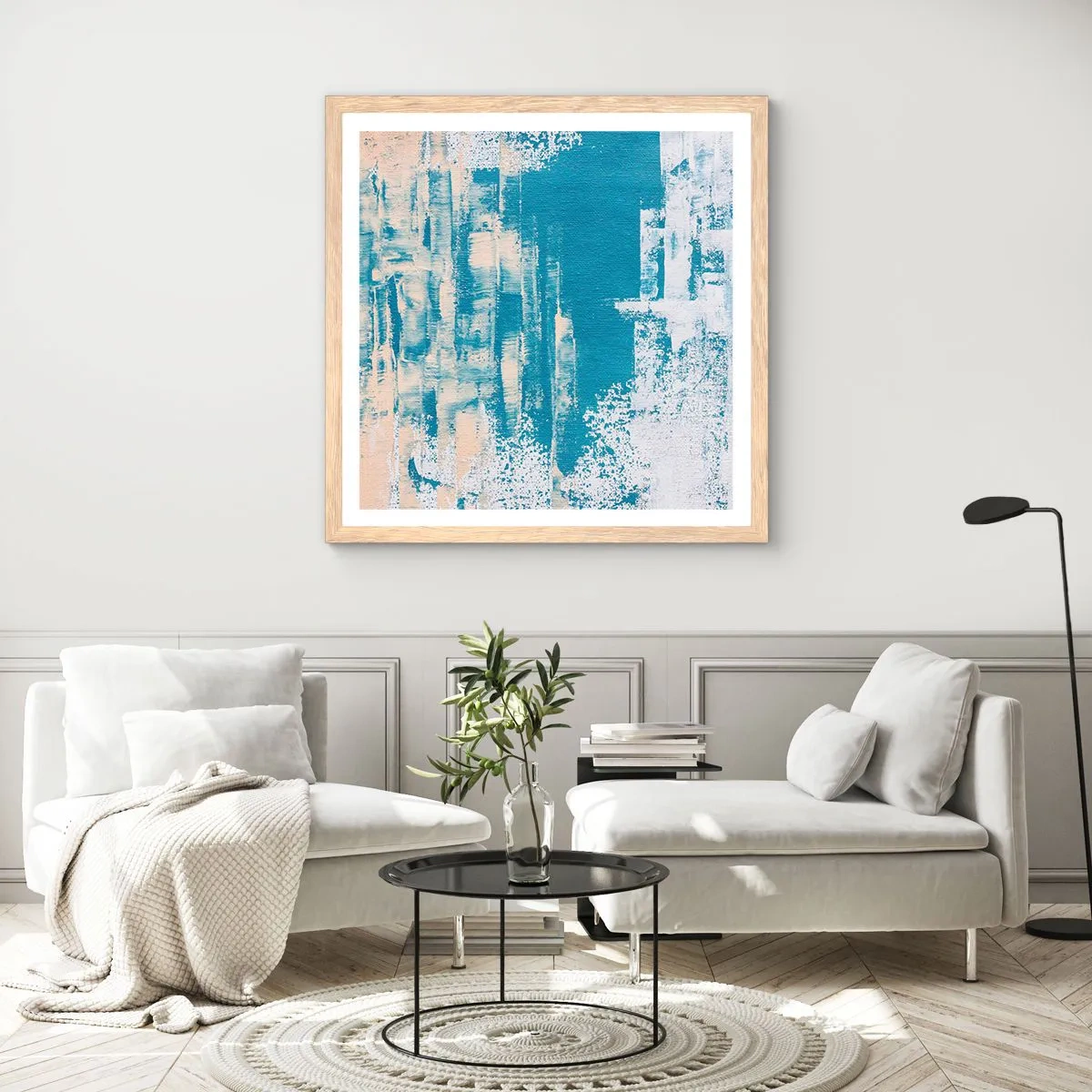 Plakát v rámu světlý dub - Přes rampouch - 40x40 cm