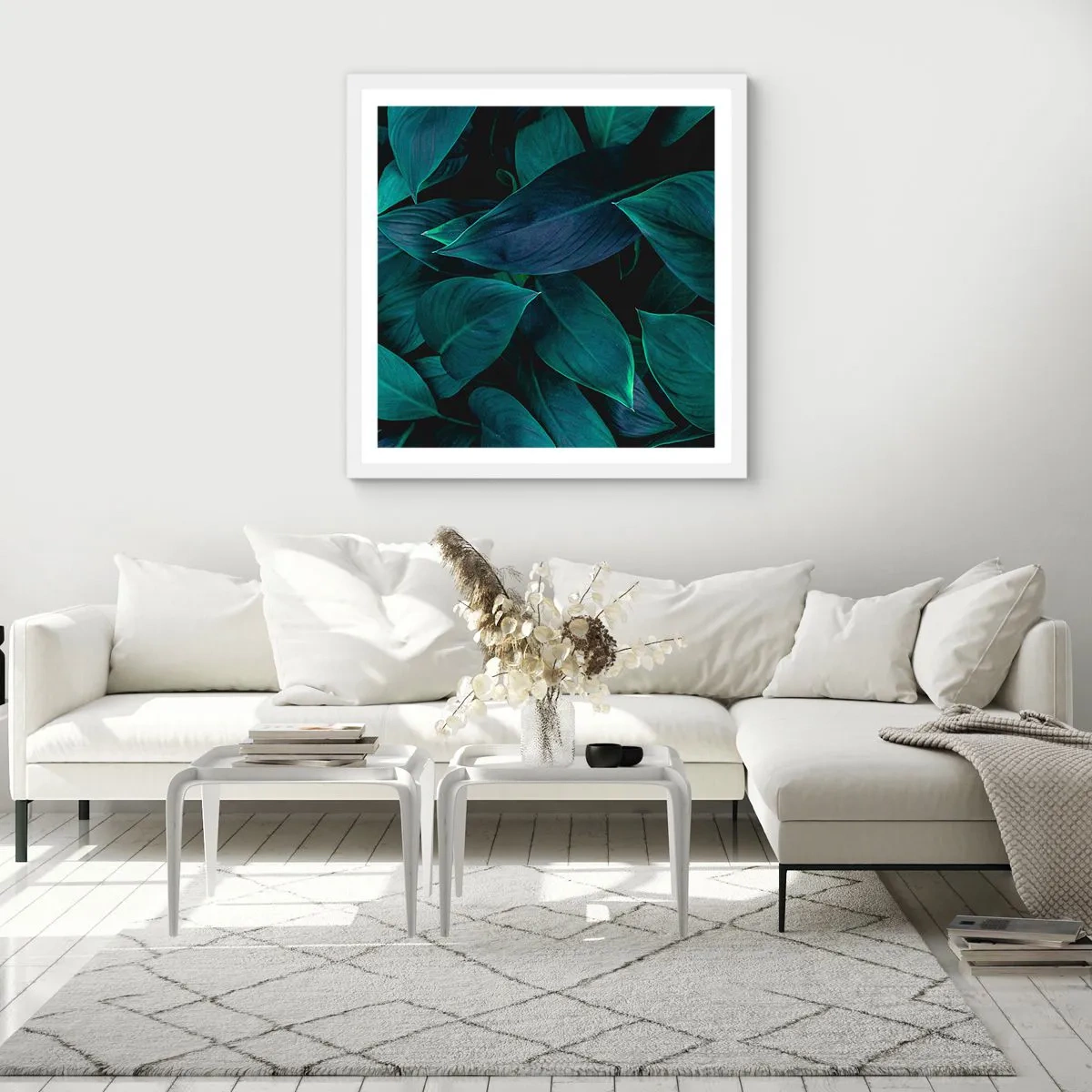 Plakát v bílém rámu - Zeleň sama o sobě - 60x60 cm