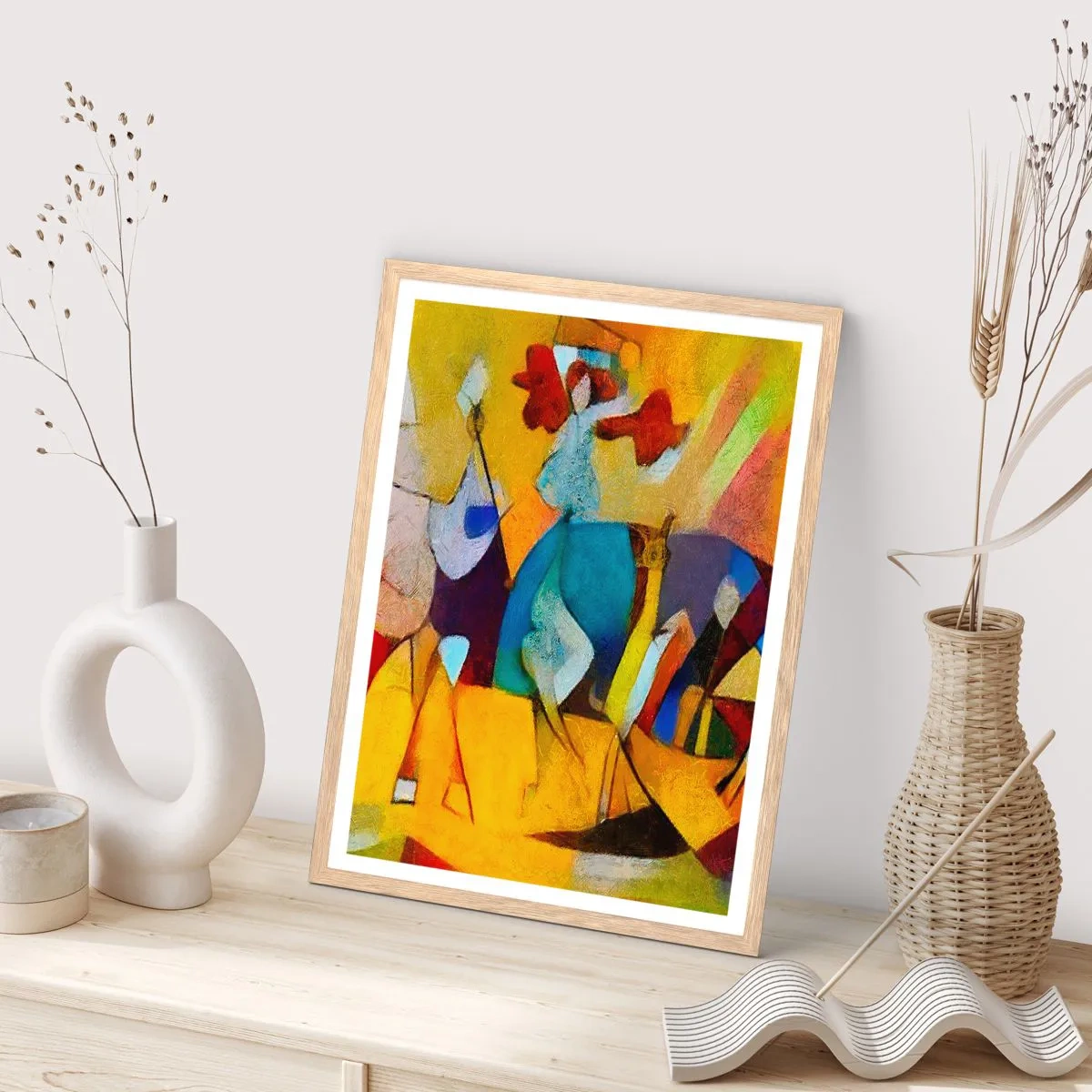 Plakát v rámu světlý dub - Slunce - život - radost - 40x50 cm