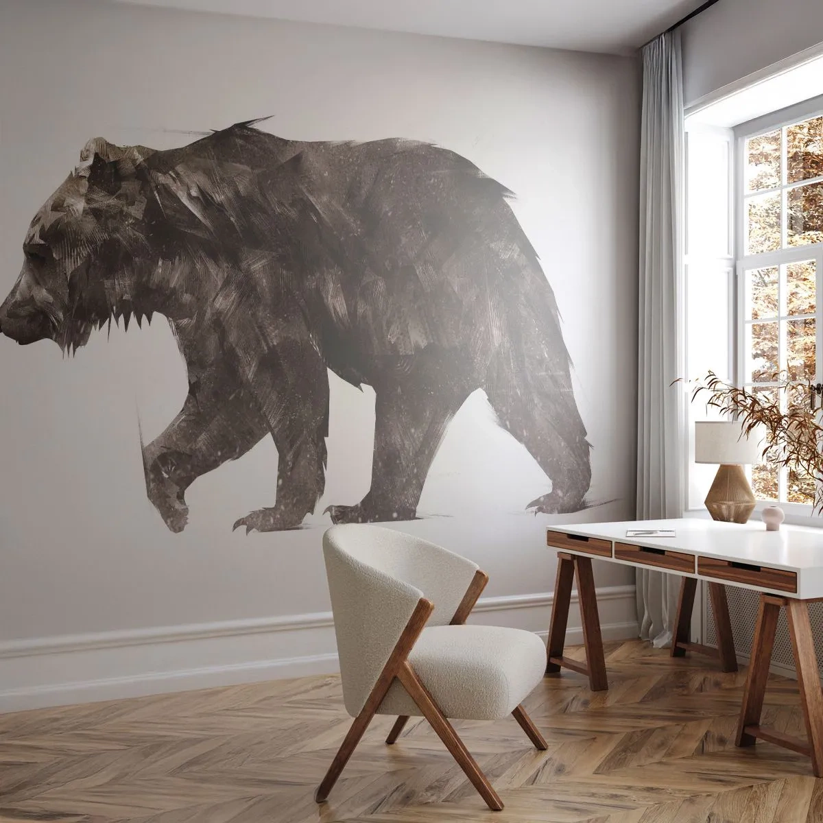 Fototapeta Samolepicí Deluxe Sticker - Vždy nosím opravdový kožich! - Zvířata, Medvěd, Abstrakce - 250x175 cm