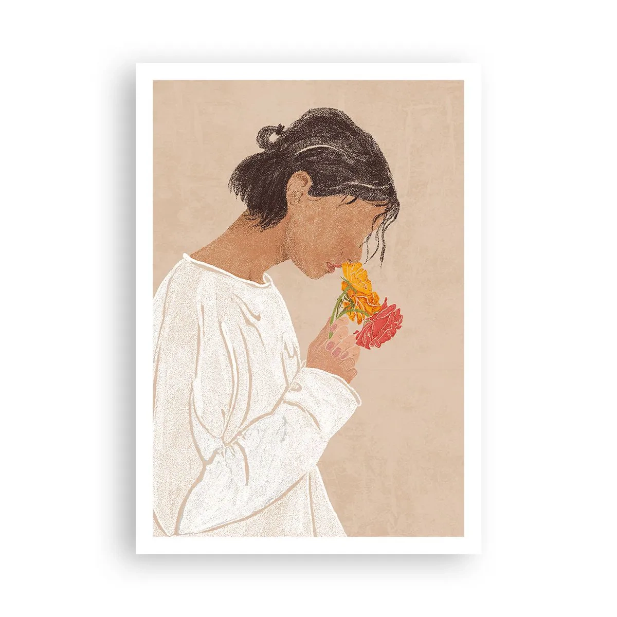 Plakát - Dívka a květiny - 70x100 cm