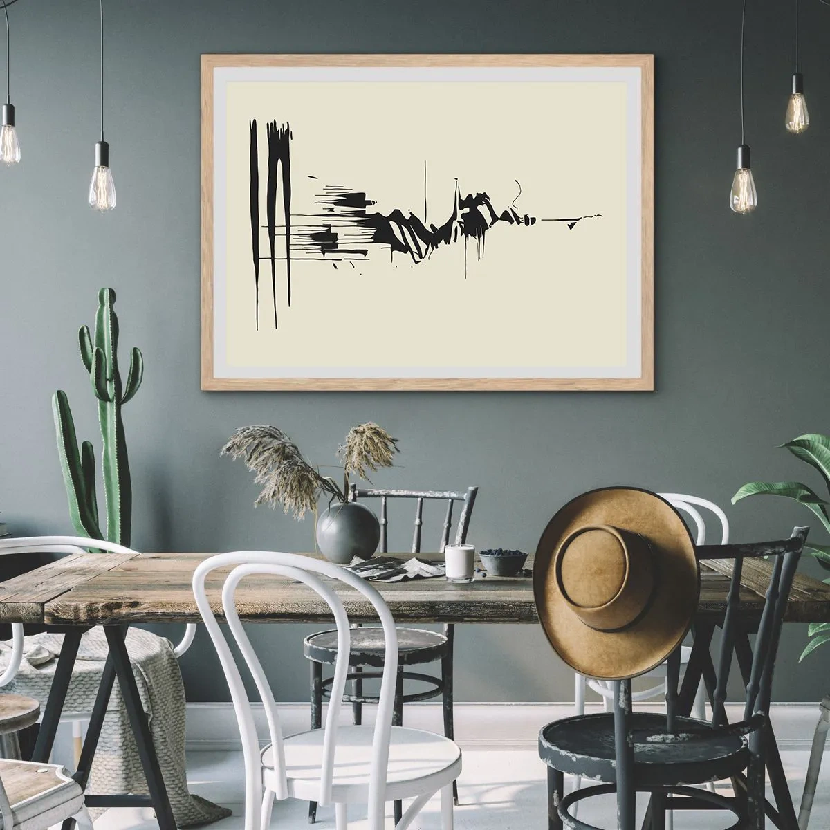 Plakát v rámu světlý dub - Spěšná abstrakce - 50x40 cm