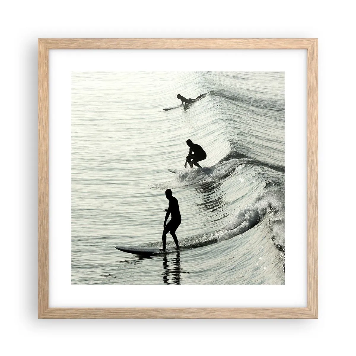 Plakát v rámu světlý dub - Za vlnou - 40x40 cm
