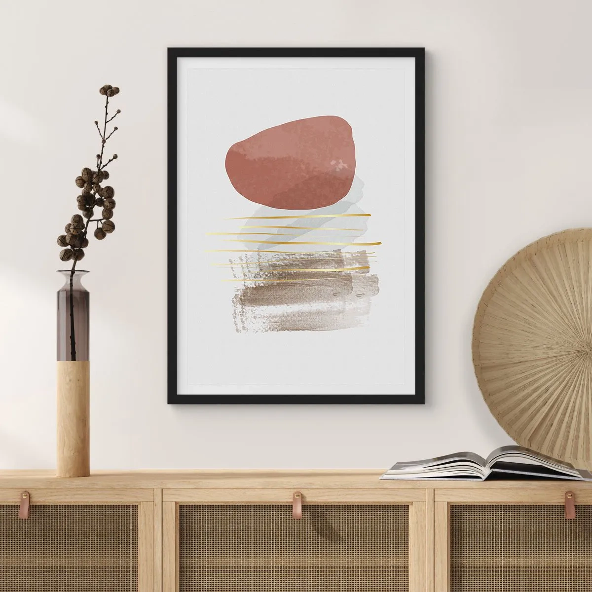 Plakát v černém rámu - Abstraktní kolonáda - 70x100 cm