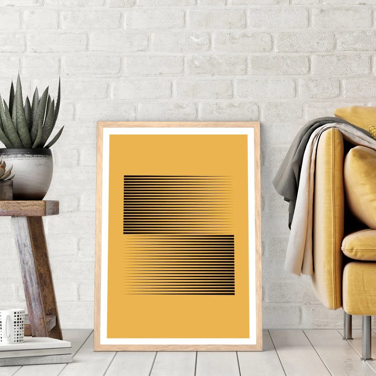 Plakát v rámu světlý dub - Čtverec protikladů - 50x70 cm