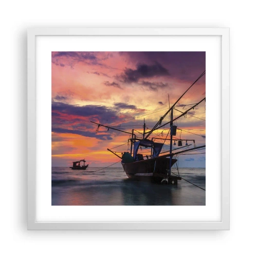 Plakát v bílém rámu - Exotický večer - 40x40 cm