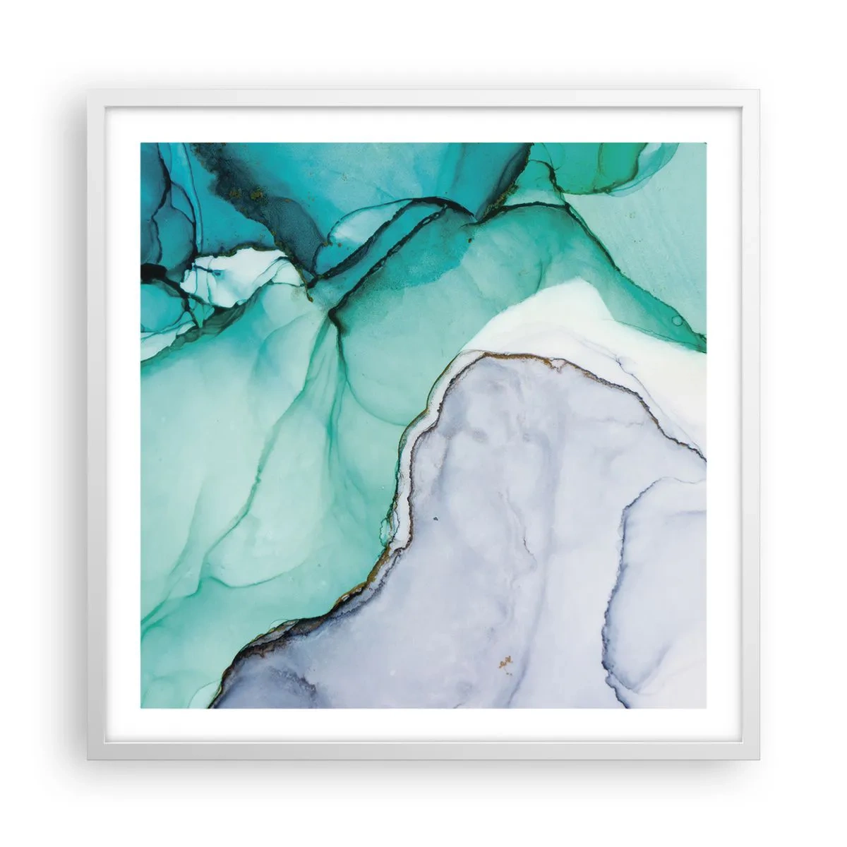 Plakát v bílém rámu - Studie v tyrkysové - 60x60 cm