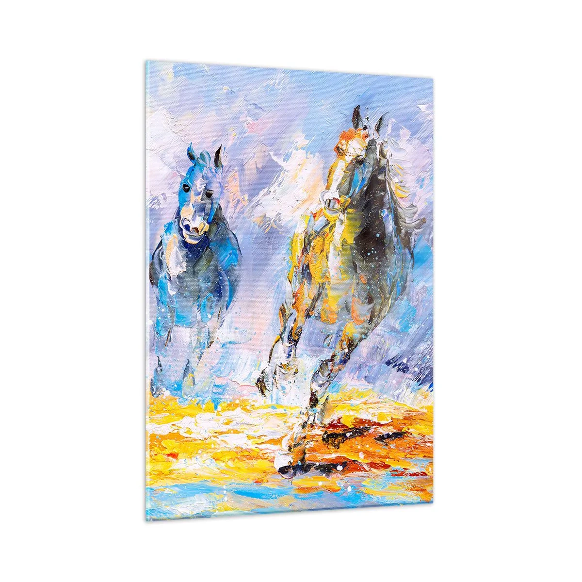 Obraz na skle - Cválající skrze září - 50x70 cm