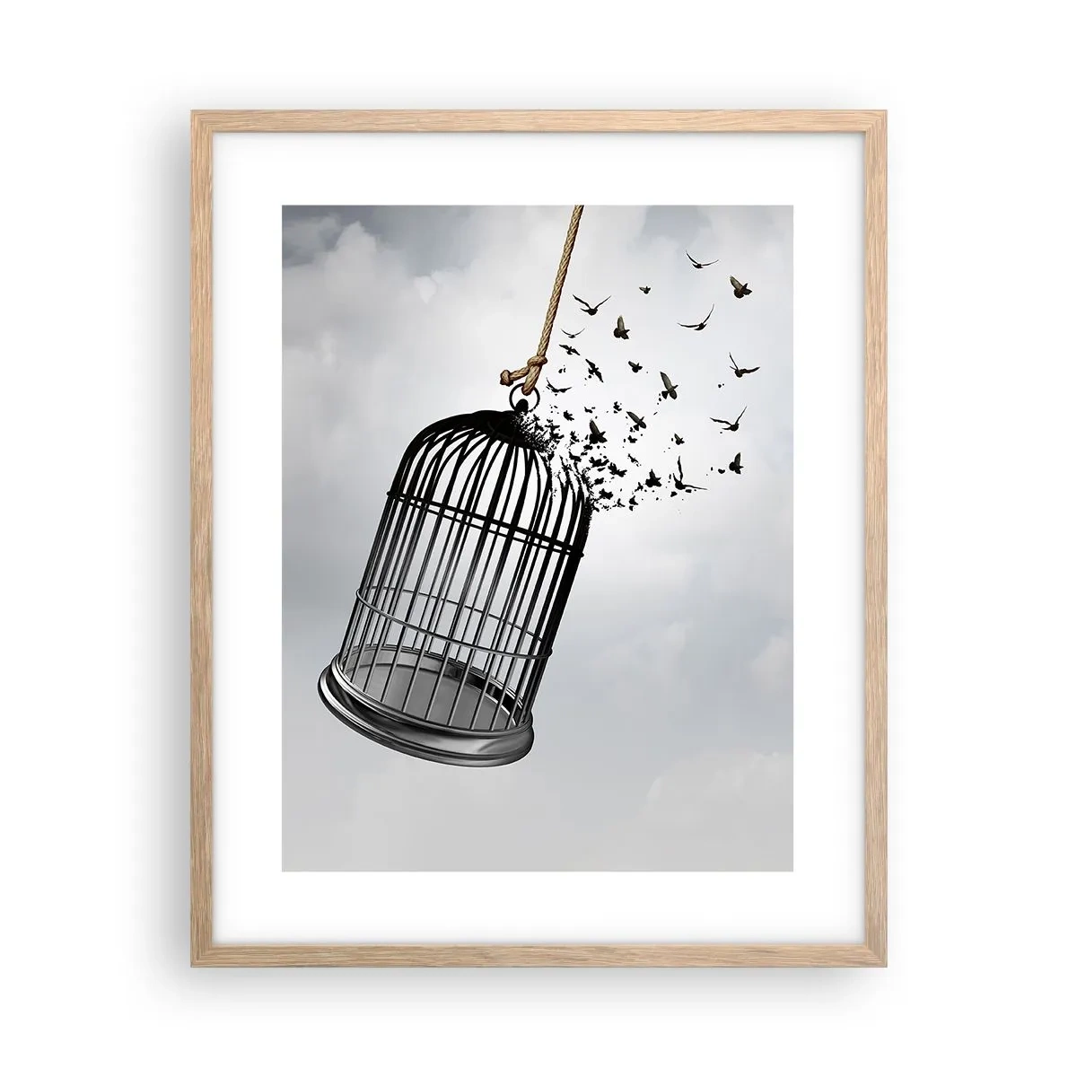 Plakát v rámu světlý dub - Víra… naděje… svoboda! - 40x50 cm