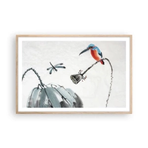 Plakát v rámu světlý dub - Život louky - 91x61 cm