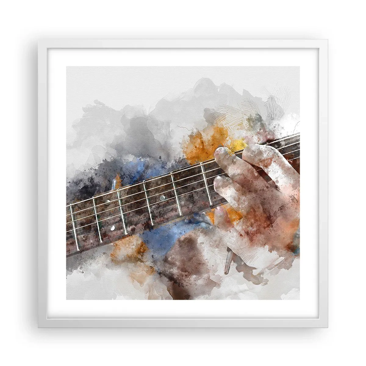 Plakát v bílém rámu - Poezie mezi strunami - 50x50 cm