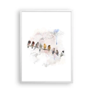 Plakát v bílém rámu - Okřídlené setkání - 50x70 cm