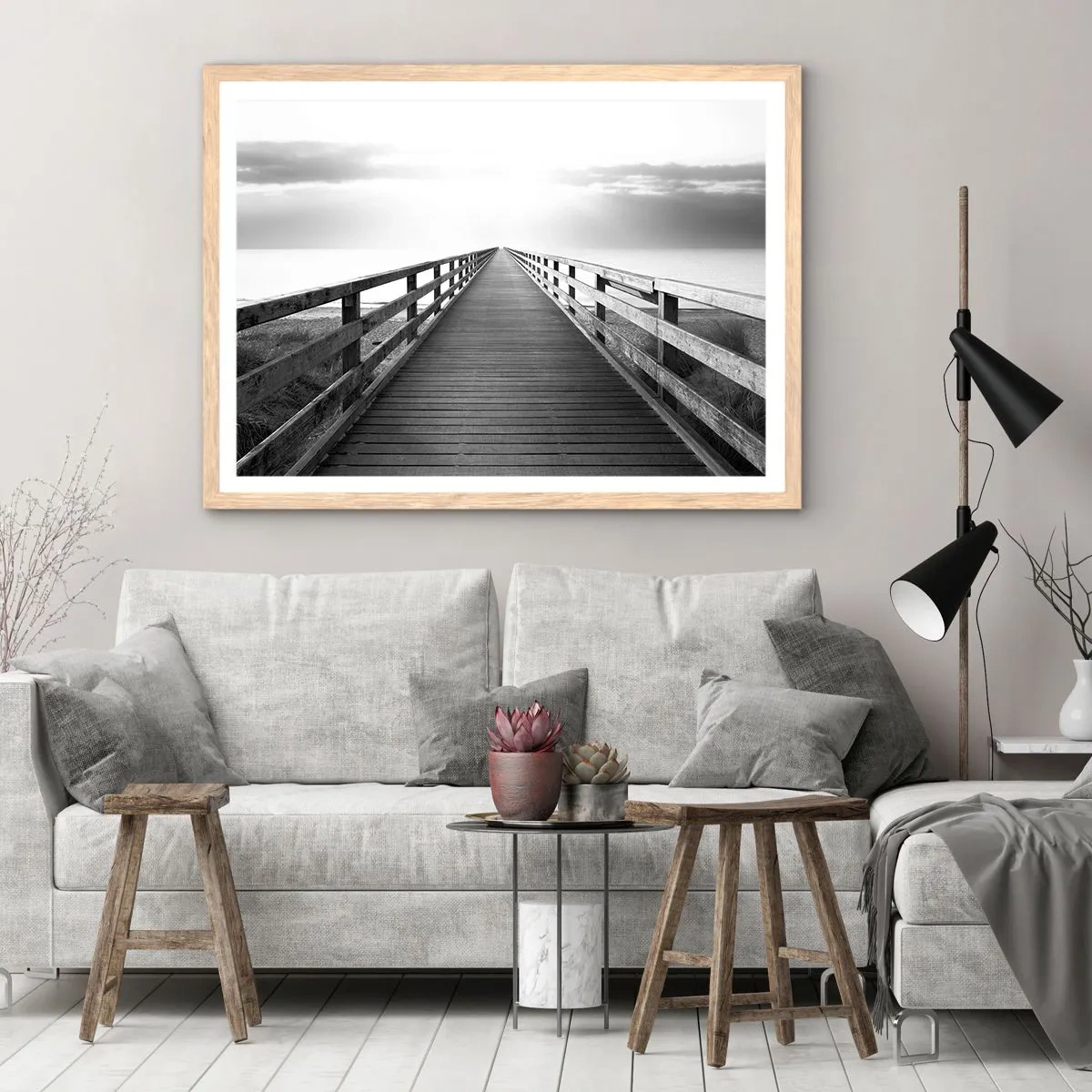 Plakát v rámu světlý dub - Do dálky… - 70x50 cm