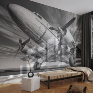 Fototapeta Premium Canvas - Vždy připraven k letu - Letadlo, Retro, Letadlo - 350x256 cm