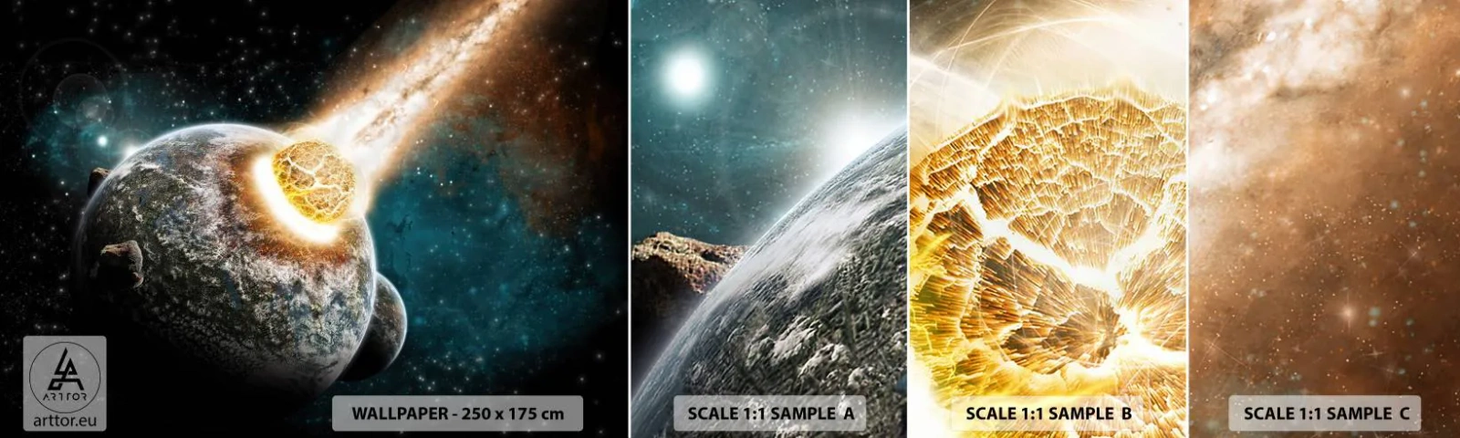 Vzor Fototapety Samolepicí Deluxe Sticker - Zničení nebo narození? - Abstrakce, Kosmos, Kometa - 100x30 cm