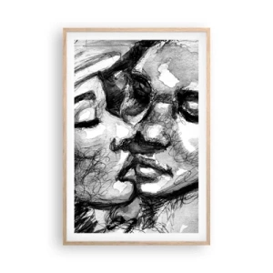 Plakát v rámu světlý dub - Něžný okamžik - 61x91 cm