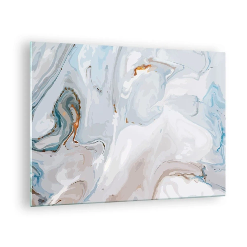 Obraz na skle - Jemný mramorový vzor v odstínech modré a bílé - 70x50cm - Povznesená bílá - Moderní nástěnná dekorace do obývacího pokoje a ložnice ARTTOR