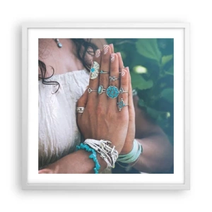 Plakát v bílém rámu - Vítejte v centru bytí - 50x50 cm