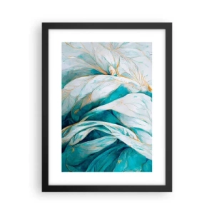 Plakát v černém rámu - Modrá abstrakce se zlatým motivem - 30x40 cm