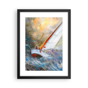 Plakát v černém rámu - Běžící přes vlny - 30x40 cm