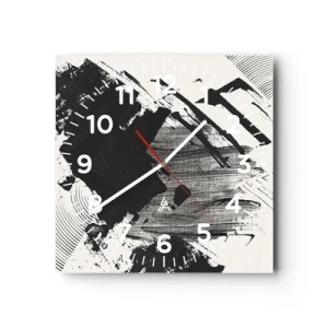 Nástěnné hodiny - Abstrakce – exprese černé - 30x30 cm