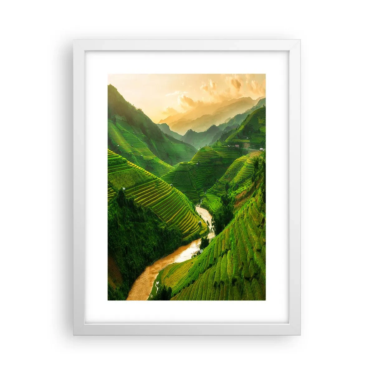 Plakát v bílém rámu - Vietnamské údolí - 30x40 cm