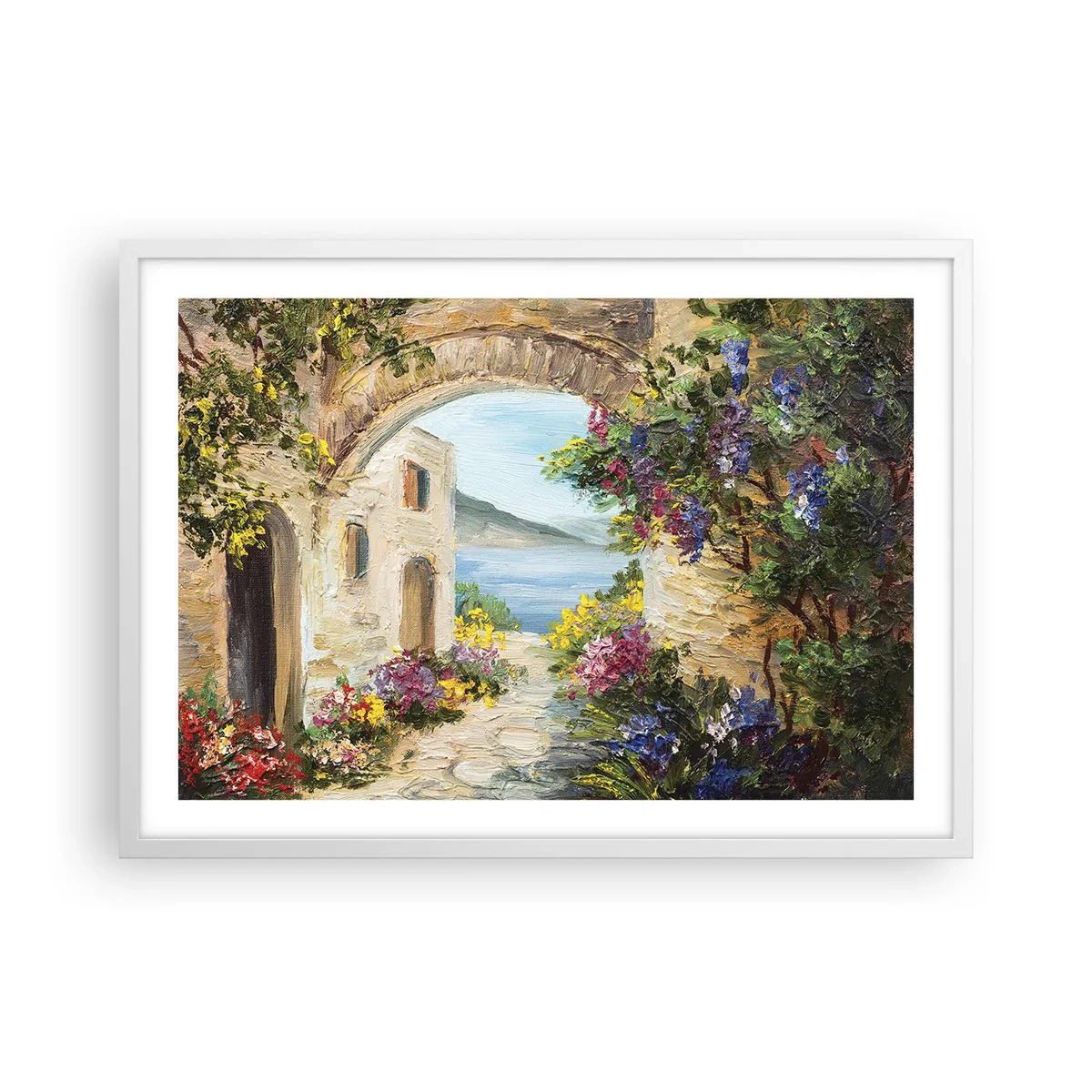 Plakát v bílém rámu - Půvab pobřežní krajiny - 70x50 cm