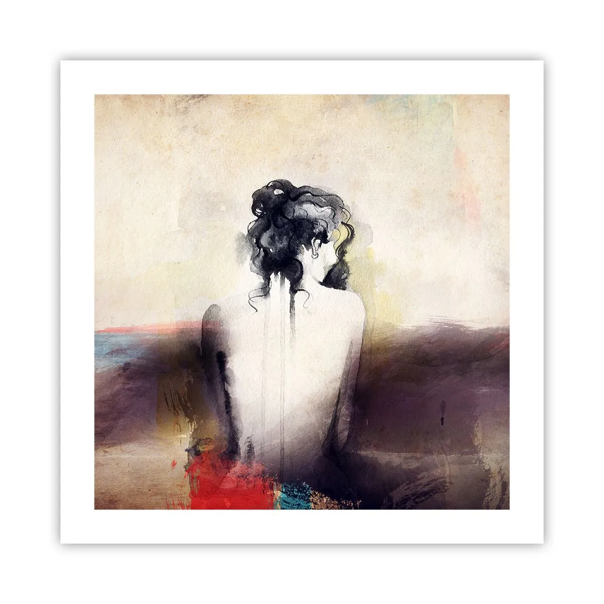 Plakát - Jemné linie, oválné tvary - 50x50 cm