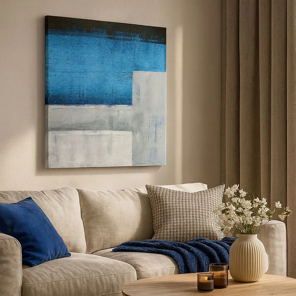 Obraz na plátně - Poetická kompozice šedé a modré - 30x30 cm