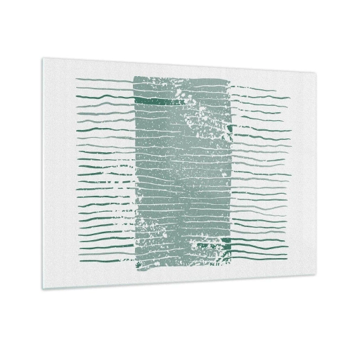 Obraz na skle - Horizontální mořské linie s efektem zkreslení vytvářejí abstraktní strukturu - 70x50cm - Mořská abstrakce - Moderní nástěnná dekorace do obývacího pokoje a ložnice ARTTOR