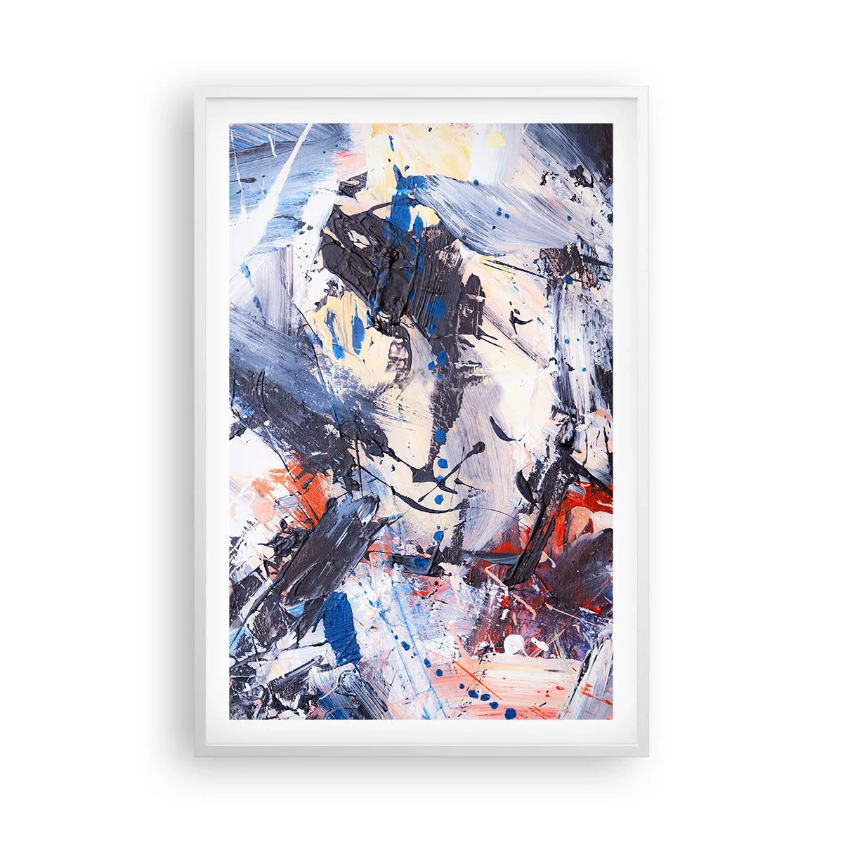 Plakát v bílém rámu - Bláznivý tanec abstrakce - 61x91 cm