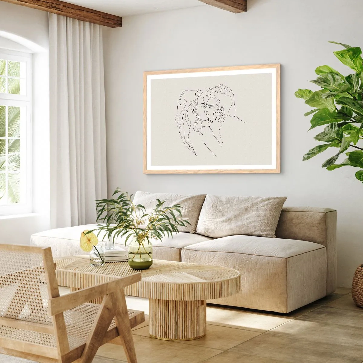 Plakát v rámu světlý dub - Zamotaní citem - 100x70 cm