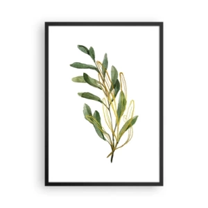 Plakát v černém rámu - Akvarelová větev s jemnými zlatými akcenty - 50x70cm - Vše, co je dobré - Moderní nástěnná dekorace do obývacího pokoje a ložnice ARTTOR